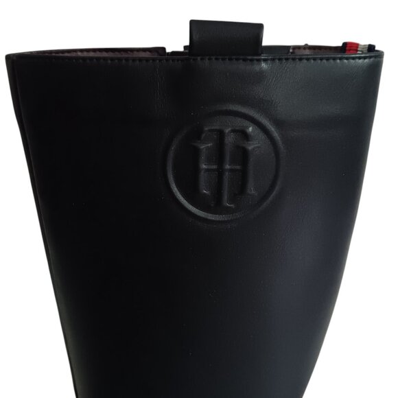 Tommy Hilfiger Women's Rayais Boot Black Knee High Riding‎ Embossed Logo Size 6M - Picture 6 of 13